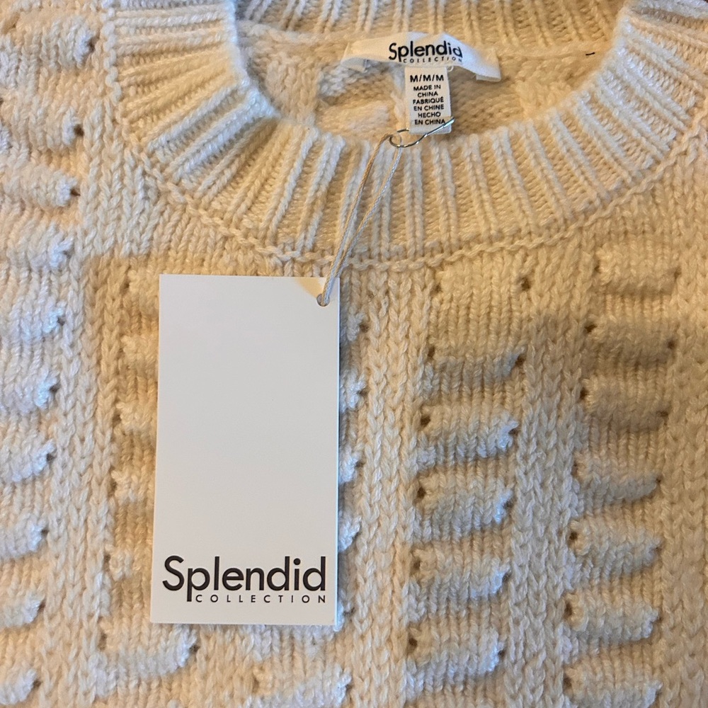 NWT Splendid Women's Textured Cream Sweater - Picture 2 of 4